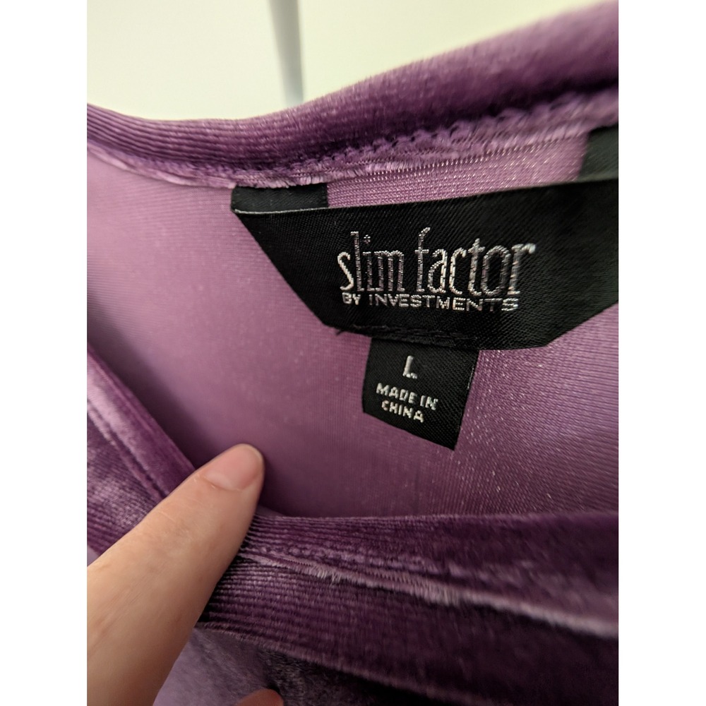 Slim Factor Womens Large Purple Velvet Burnout 3/4 Sleeve Y2k Boho Goth - Picture 7 of 10